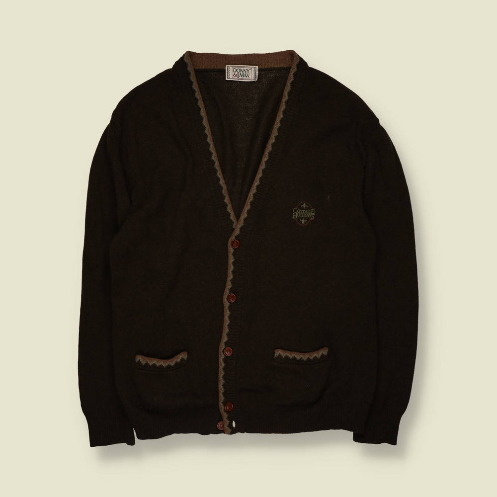 1980s | Donny & Max | Cottage Holidays Cardigan | Dark Brown - XL