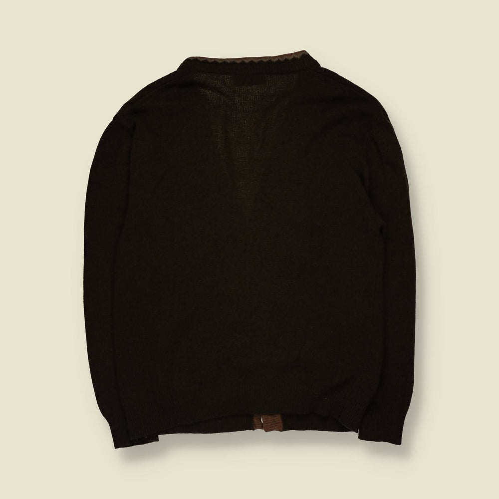 1980s | Donny & Max | Cottage Holidays Cardigan | Dark Brown - XL