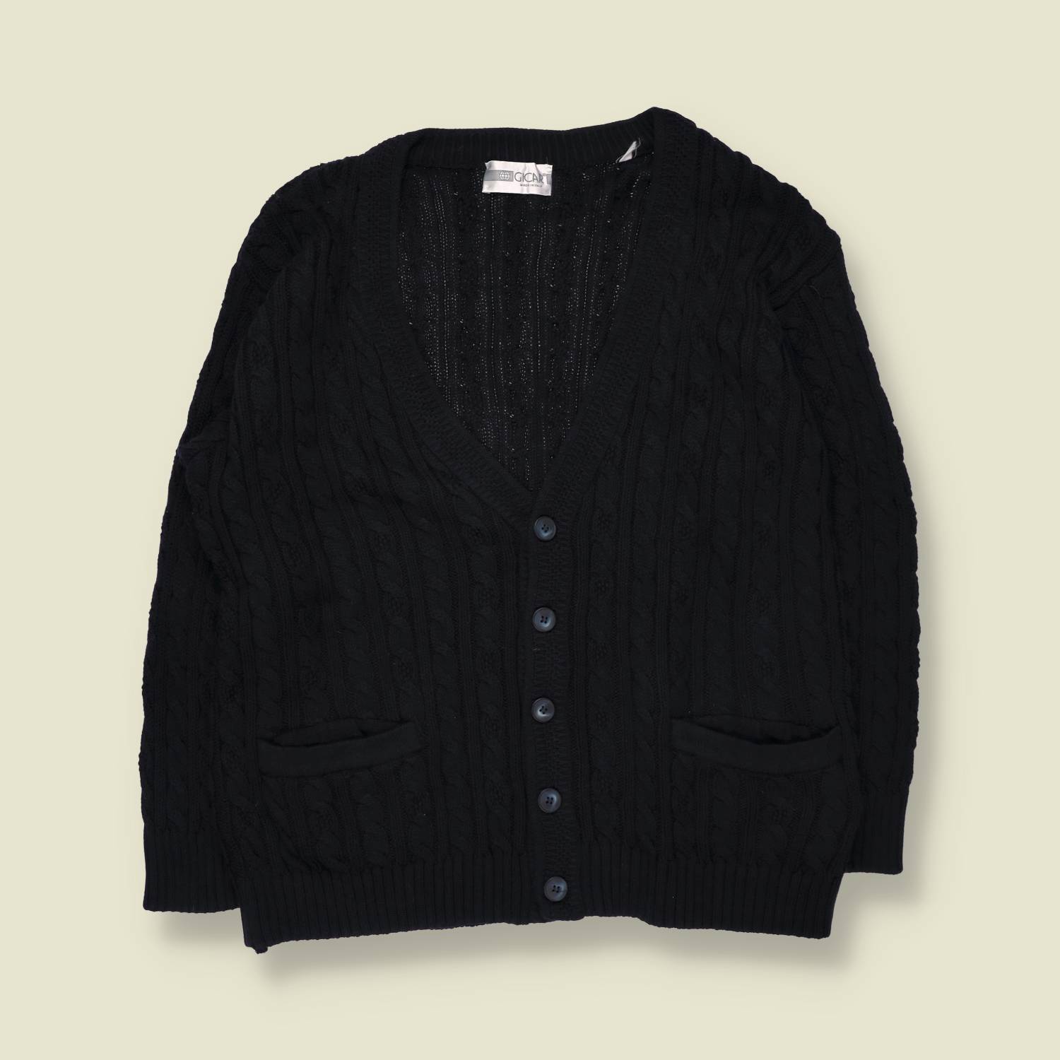 1980s | Gican | Cardigan | Black - XL