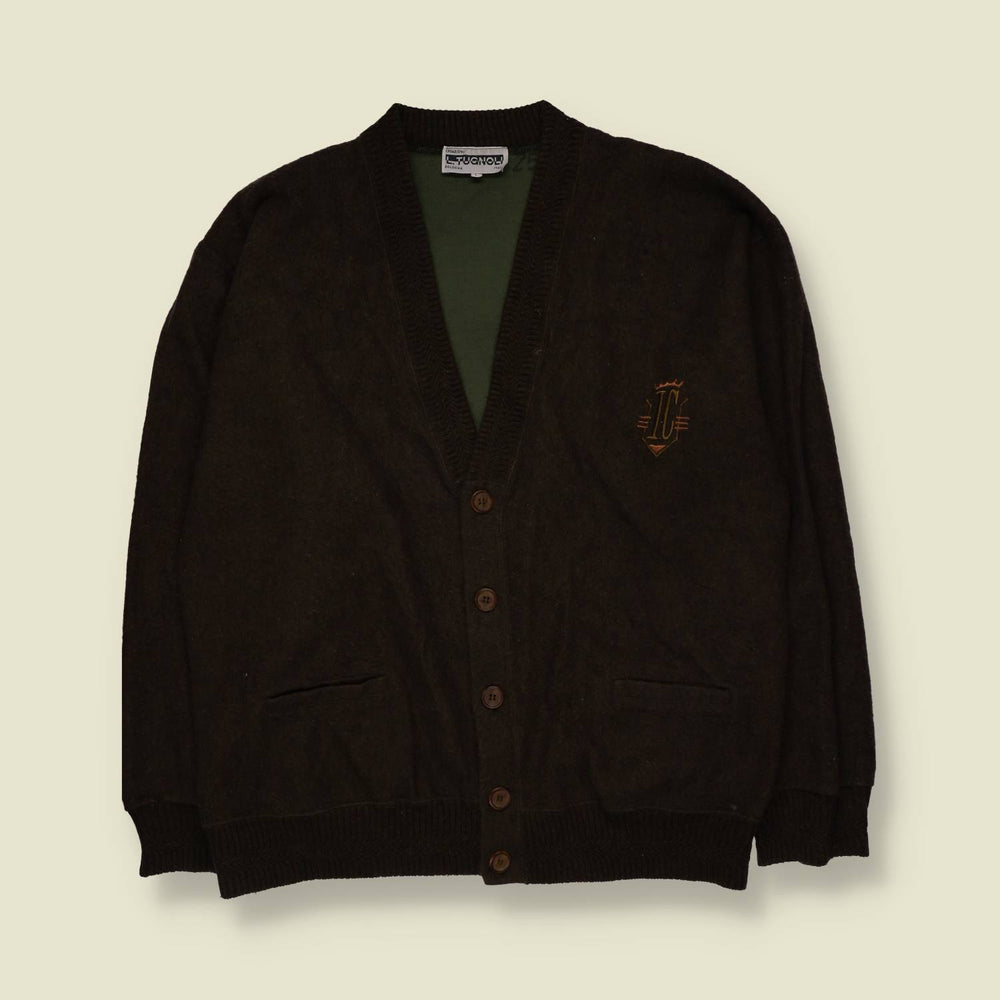 1980s | Lucnou | Cardigan | Dark Brown | Made in Italy - XL