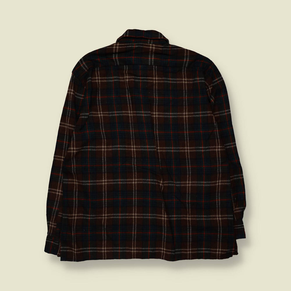 1970s | Lord & Taylor | Shirt | Dark Brown Plaid - L