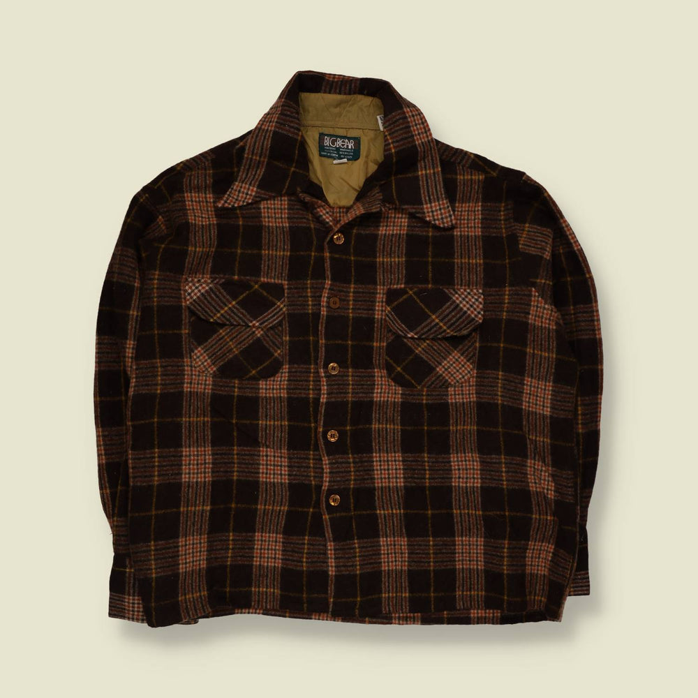 1980s | Big Bear | Shirt | Dark Brown/Rust Plaid - XL