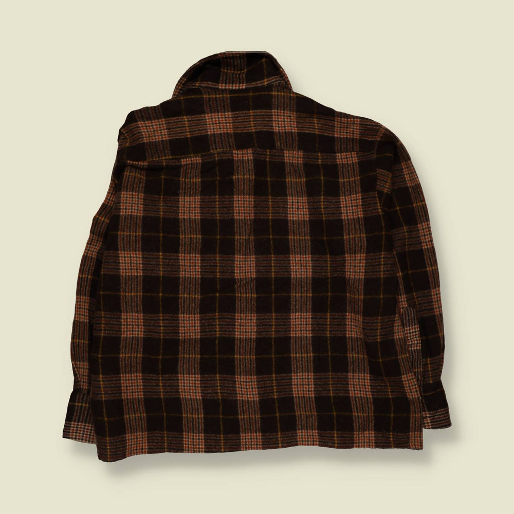 1980s | Big Bear | Shirt | Dark Brown/Rust Plaid - XL