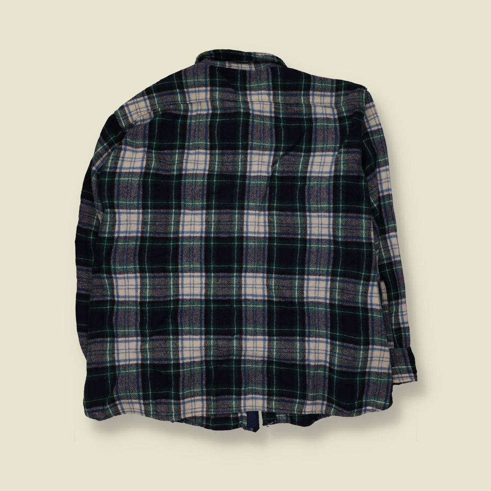 1980s | Woolrich | Shirt | Navy/Green/Cream Plaid | Made in USA - 3XL