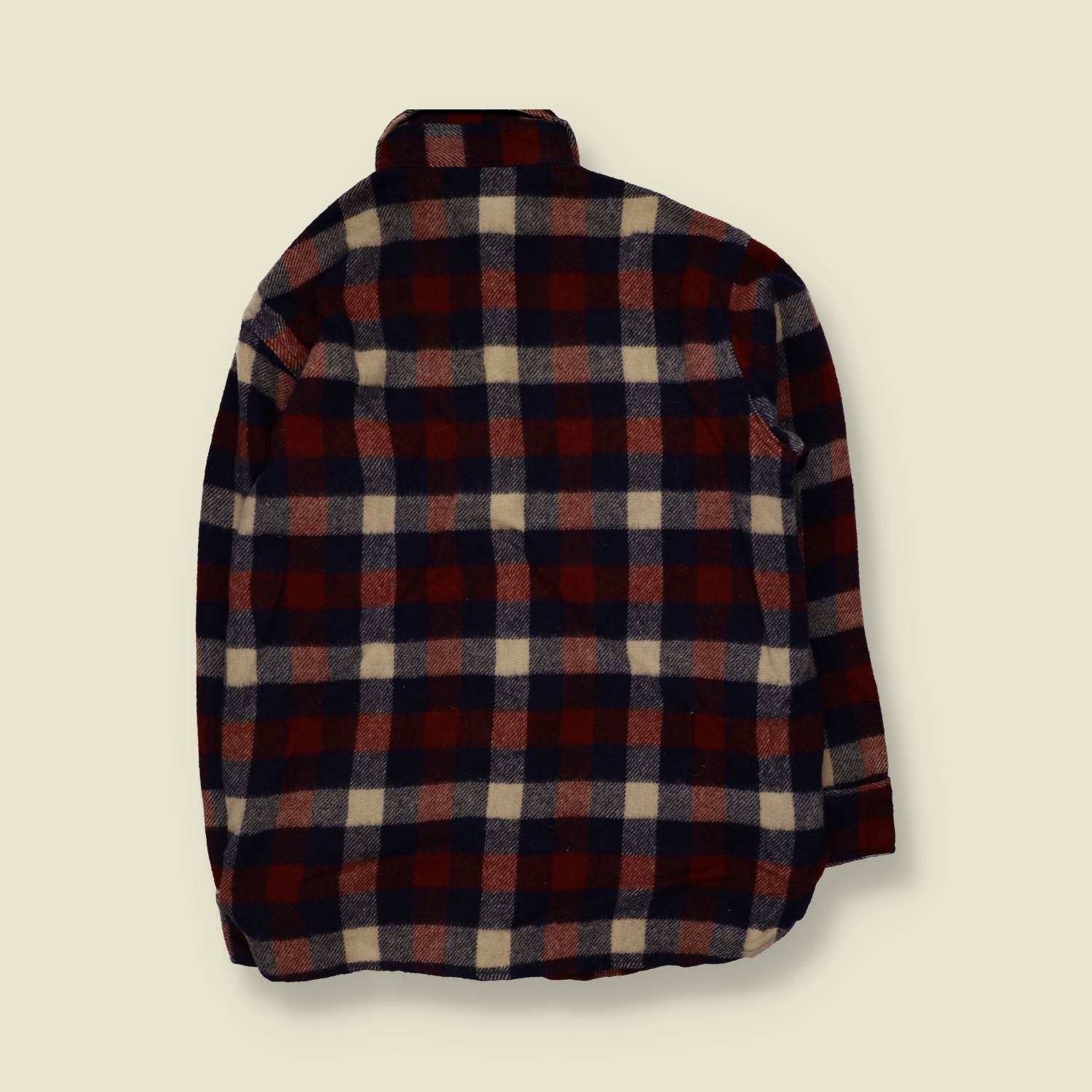 1970s | Woolrich | Shirt | Burgundy/Navy/Cream Plaid | Made in USA - XL