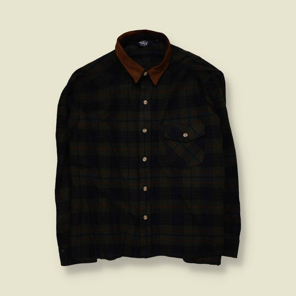 1990s | Woolrich | Shirt | Dark Green/Brown Plaid | Made in USA - 5XL