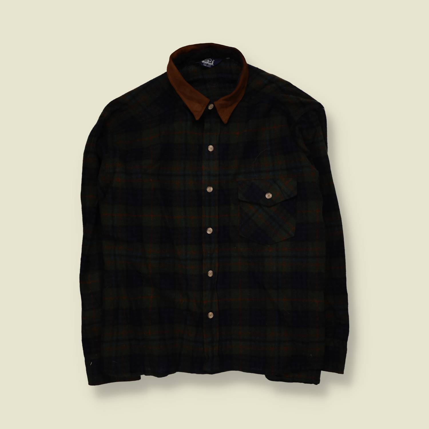 1990s | Woolrich | Shirt | Dark Green/Brown Plaid | Made in USA - 5XL