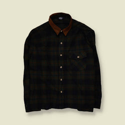 1990s | Woolrich | Shirt | Dark Green/Brown Plaid | Made in USA - 5XL