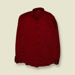 1990s | Satin Shirt | Burgundy - XL