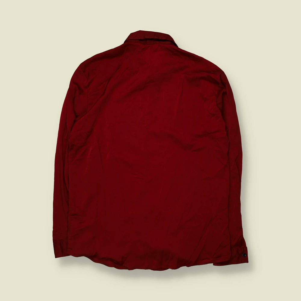 1990s | Satin Shirt | Burgundy - XL