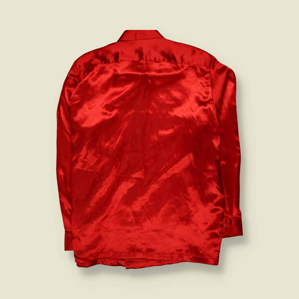 1990s | Peter Clothiers | Satin Shirt | Red- 3XL
