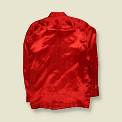 1990s | Peter Clothiers | Satin Shirt | Red- 3XL