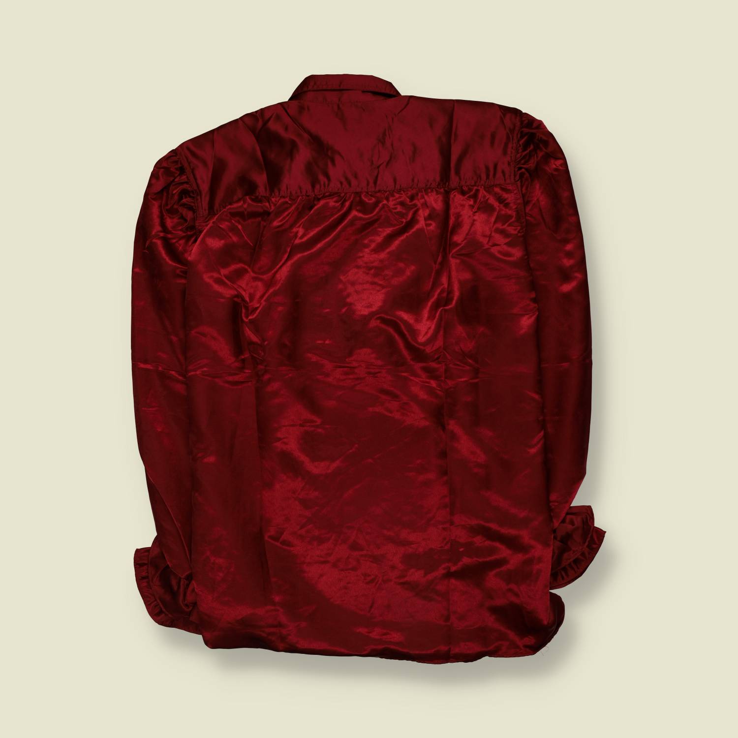 1990s | Satin Shirt | Burgundy - 3XL