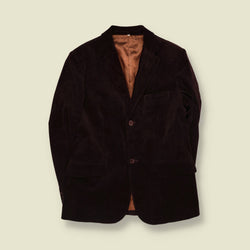 1990s | Velvet Blazer | Dark Brown - S