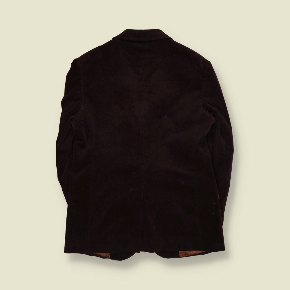 1990s | Velvet Blazer | Dark Brown - S