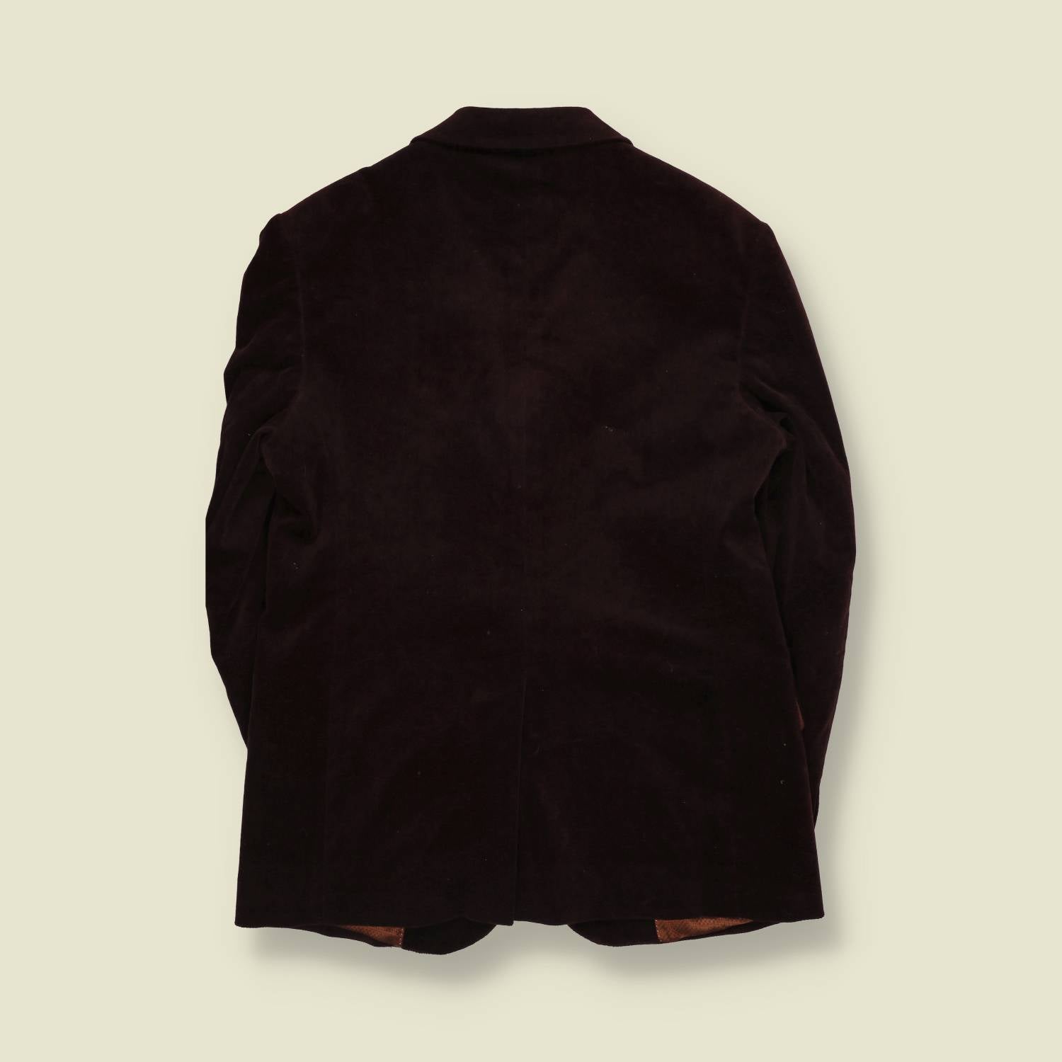 1990s | Velvet Blazer | Dark Brown - S