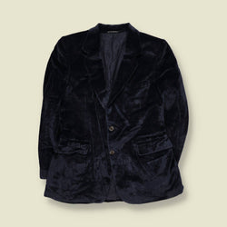 1990s | El Corte Inglés | Velvet Blazer | Navy - S