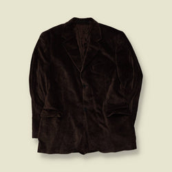 1990s | Velvet Blazer | Dark Brown - S