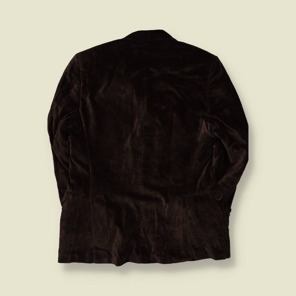 1990s | Velvet Blazer | Dark Brown - S