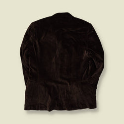 1990s | Velvet Blazer | Dark Brown - S