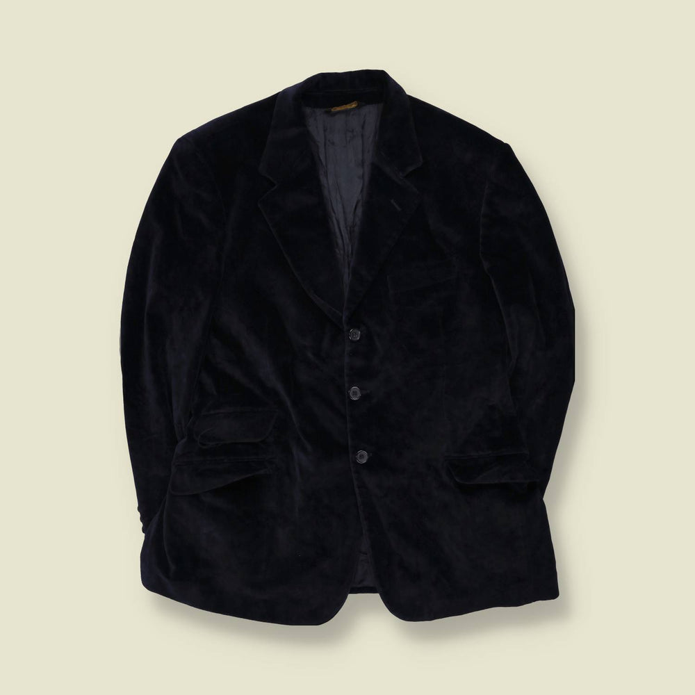 1990s | David and David | Velvet Blazer | Navy | Made in Italy - L