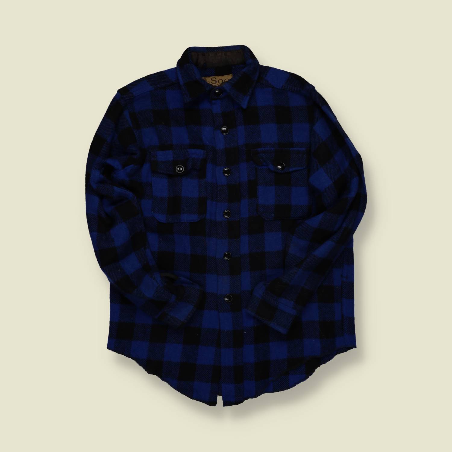 1960s | Soo Woolen Mills | Buffalo Plaid Wool Shirt – Blue/Black - S/M