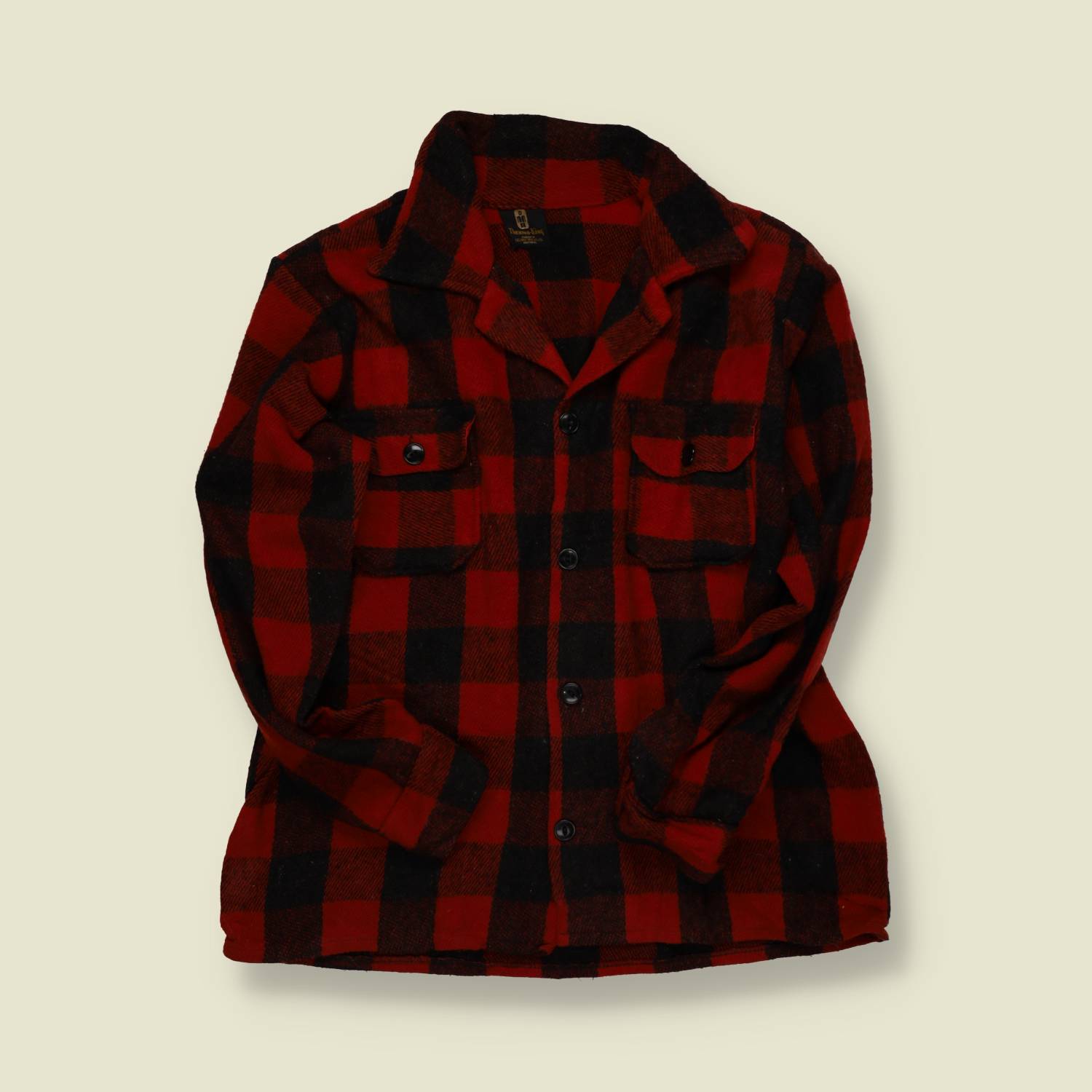 1960s–1970s | Thermo-King | Buffalo Plaid Wool Shirt – Red/Black - M