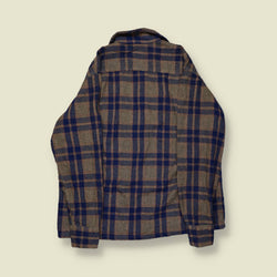 1950s | Loop-Collar Wool Shirt – Grey/Blue Check - S