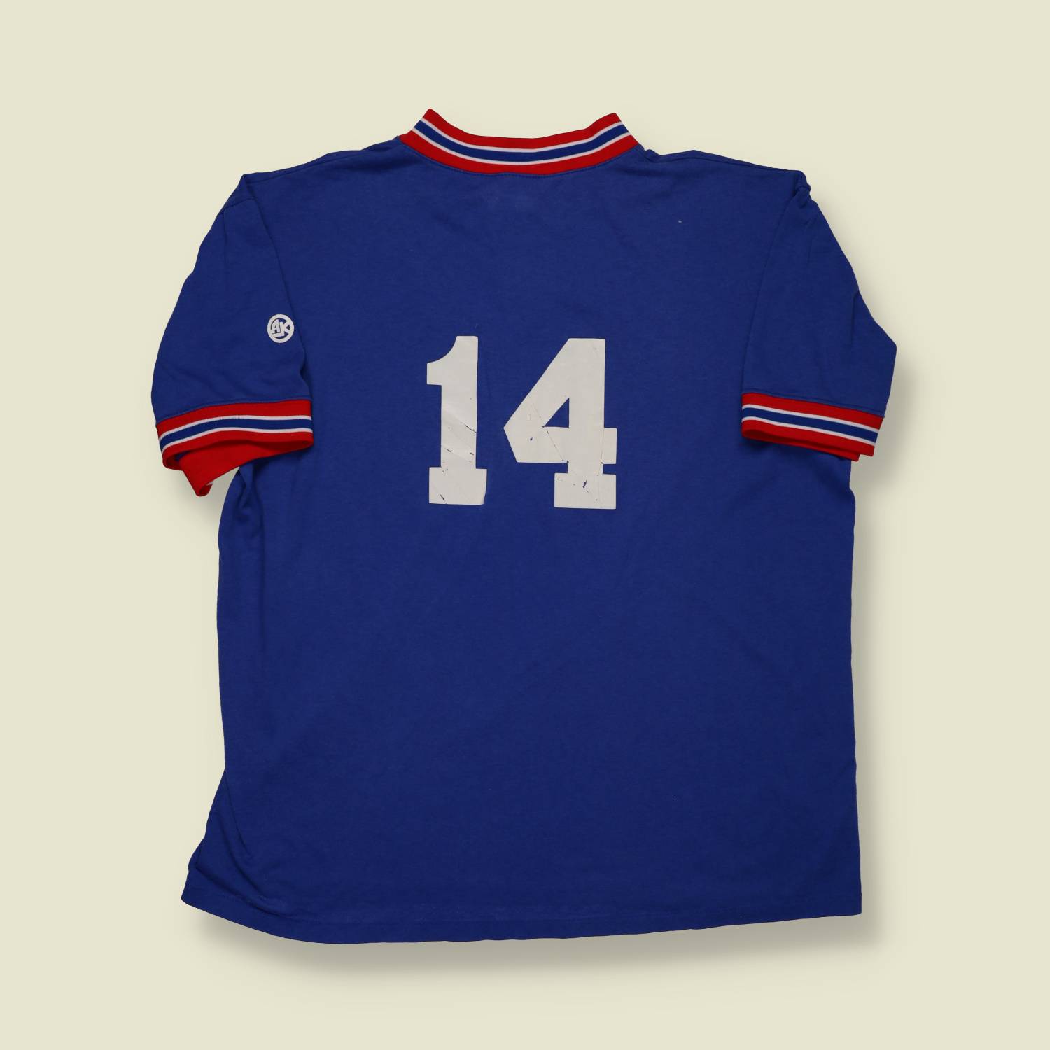 1970s | Athletic Knit | Ridgefield Baseball Jersey – Royal Blue/Red/White - M
