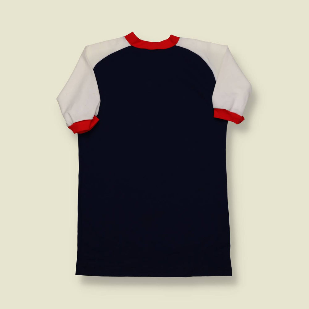 1970s | Russell Athletic | V-Neck Jersey Dress – Navy/White/Red - XS/S