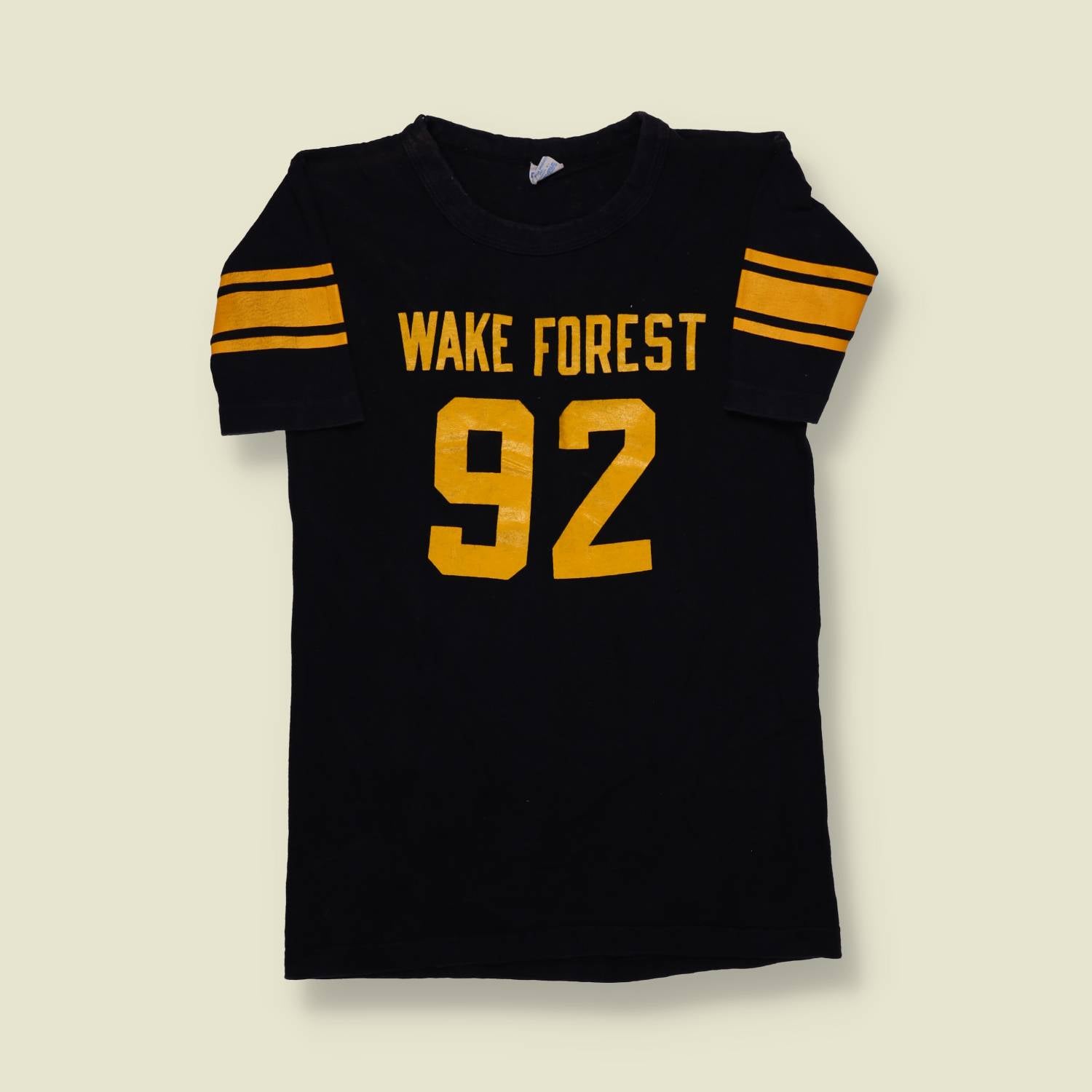 1970s | Champion | Wake Forest Ringer Tee – Black/Gold – S