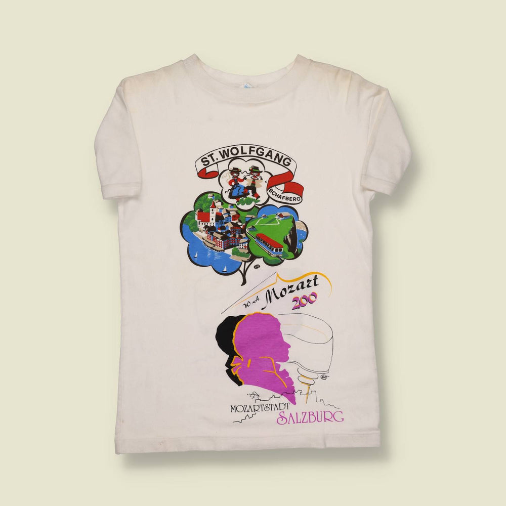 1970s | Salzburg & St. Wolfgang | Austrian Souvenir Tee – Multi-Colour Print - XXS/XS