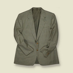 1980s | Burberrys | Checked Suit Jacket – Green & Navy Micro-Check - S/M