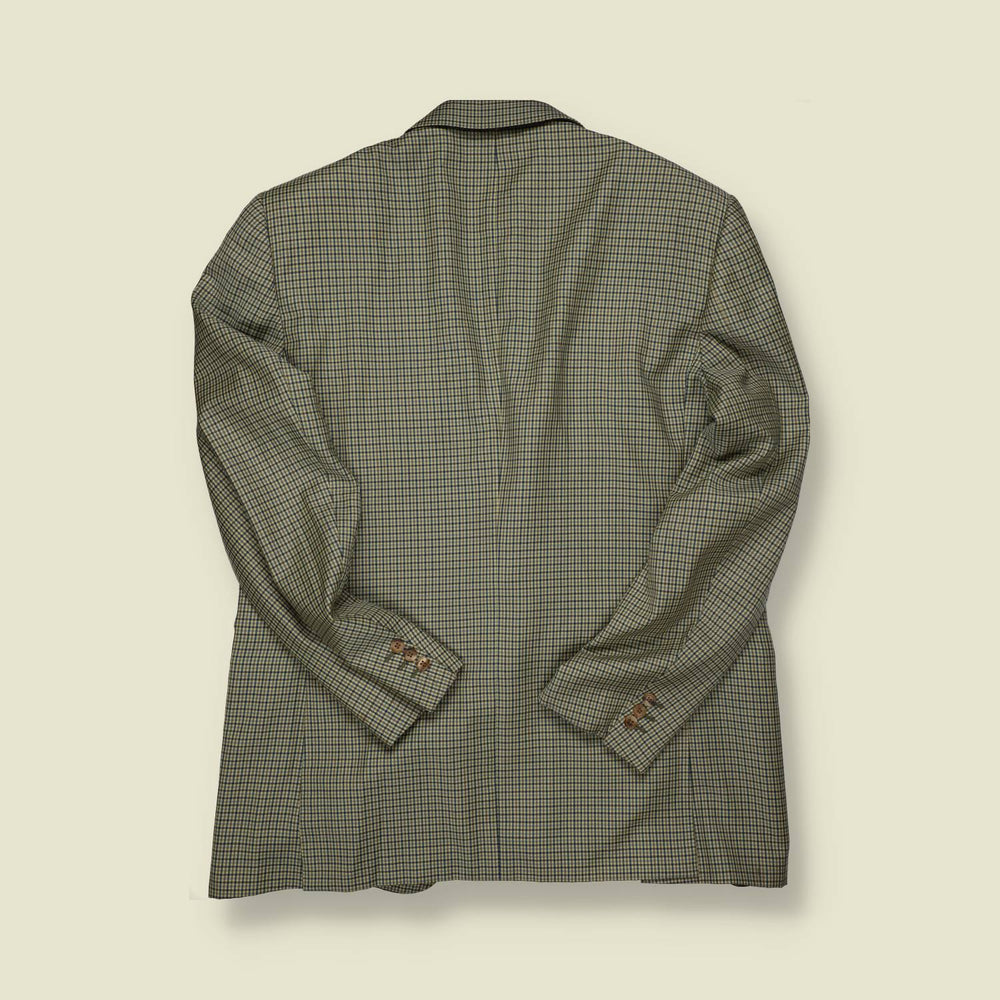 1980s | Burberrys | Checked Suit Jacket – Green & Navy Micro-Check - S/M
