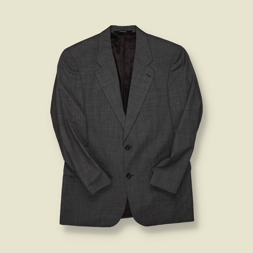 1990s | Yves Saint Laurent | Checked Blazer – Charcoal - S