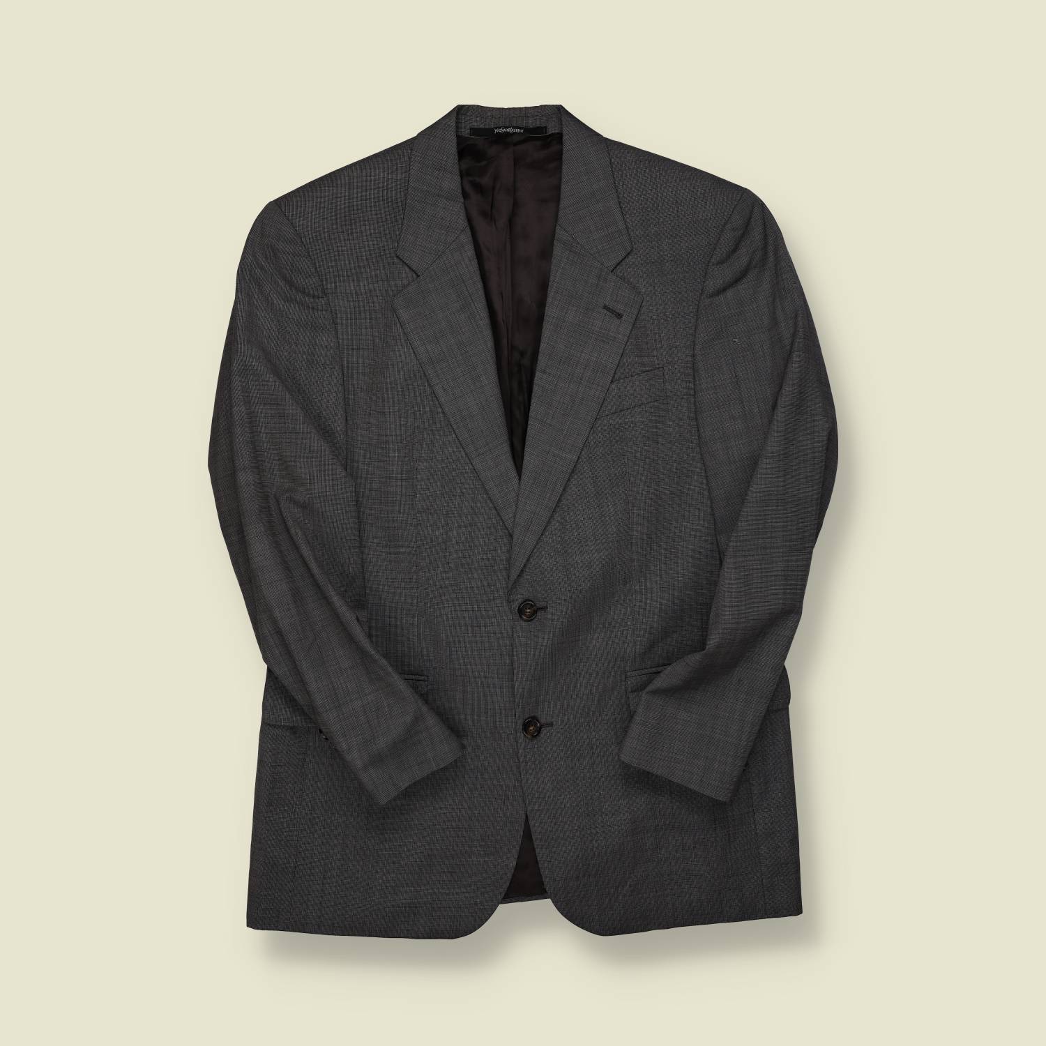 1990s | Yves Saint Laurent | Checked Blazer – Charcoal - S