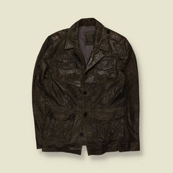 2000s | Genuine Leather | Leather Jacket | Dark Brown - S