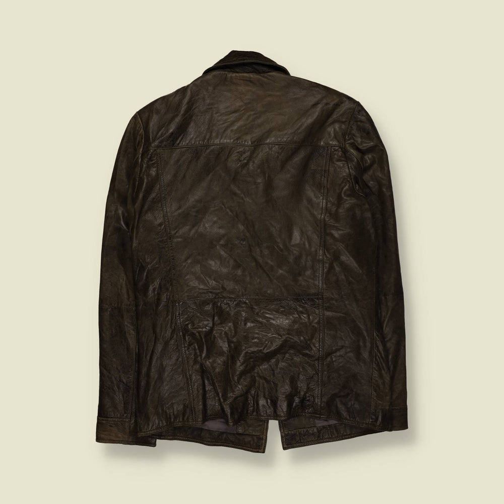 2000s | Genuine Leather | Leather Jacket | Dark Brown - S