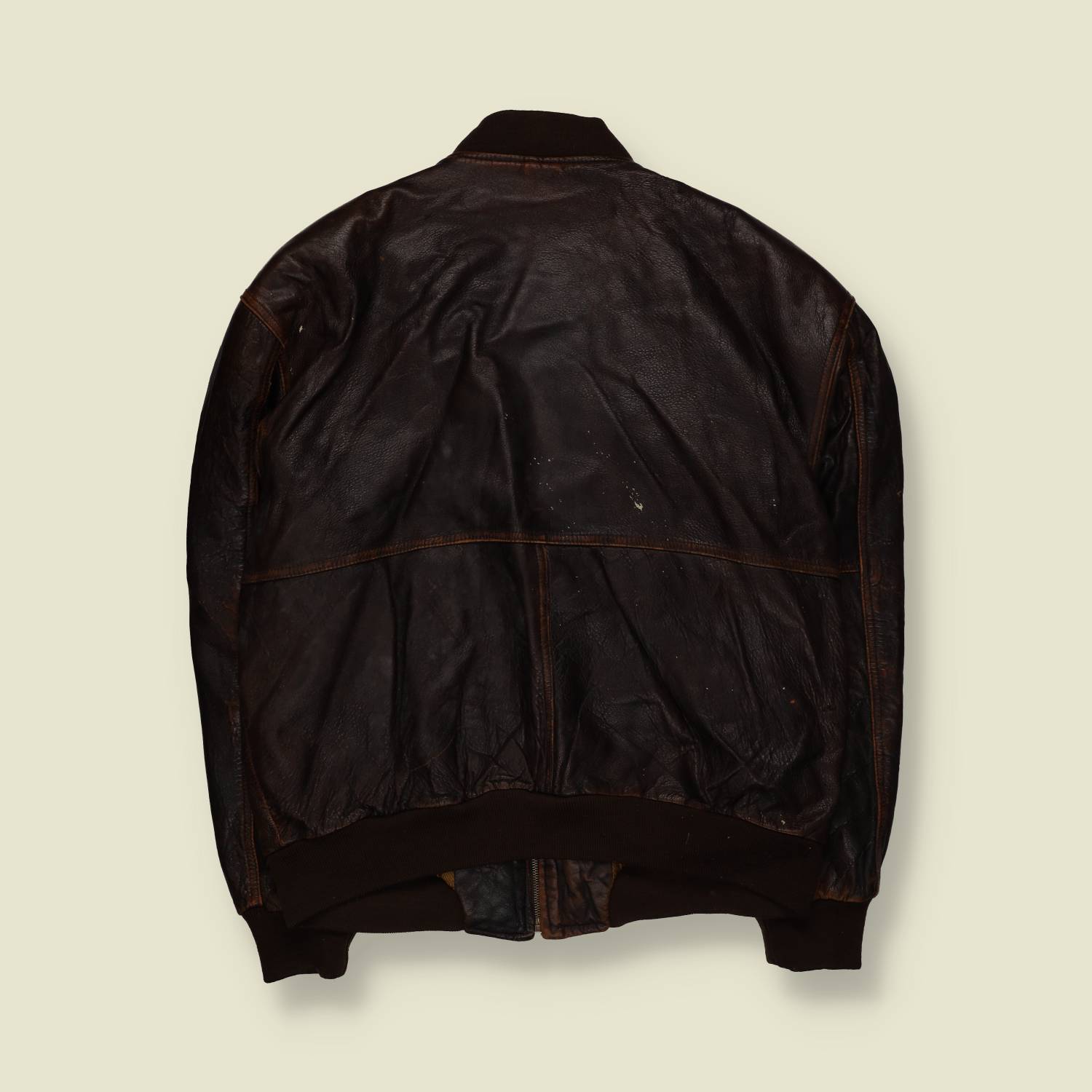 1980s | Leather Flight Jacket | Brown - XL