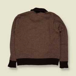 1970s | International | Roll Neck Knit Jumper | Brown & Cream - S