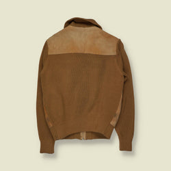 1970s | C&A | Suede & Knit Jacket | Tan Brown - XS