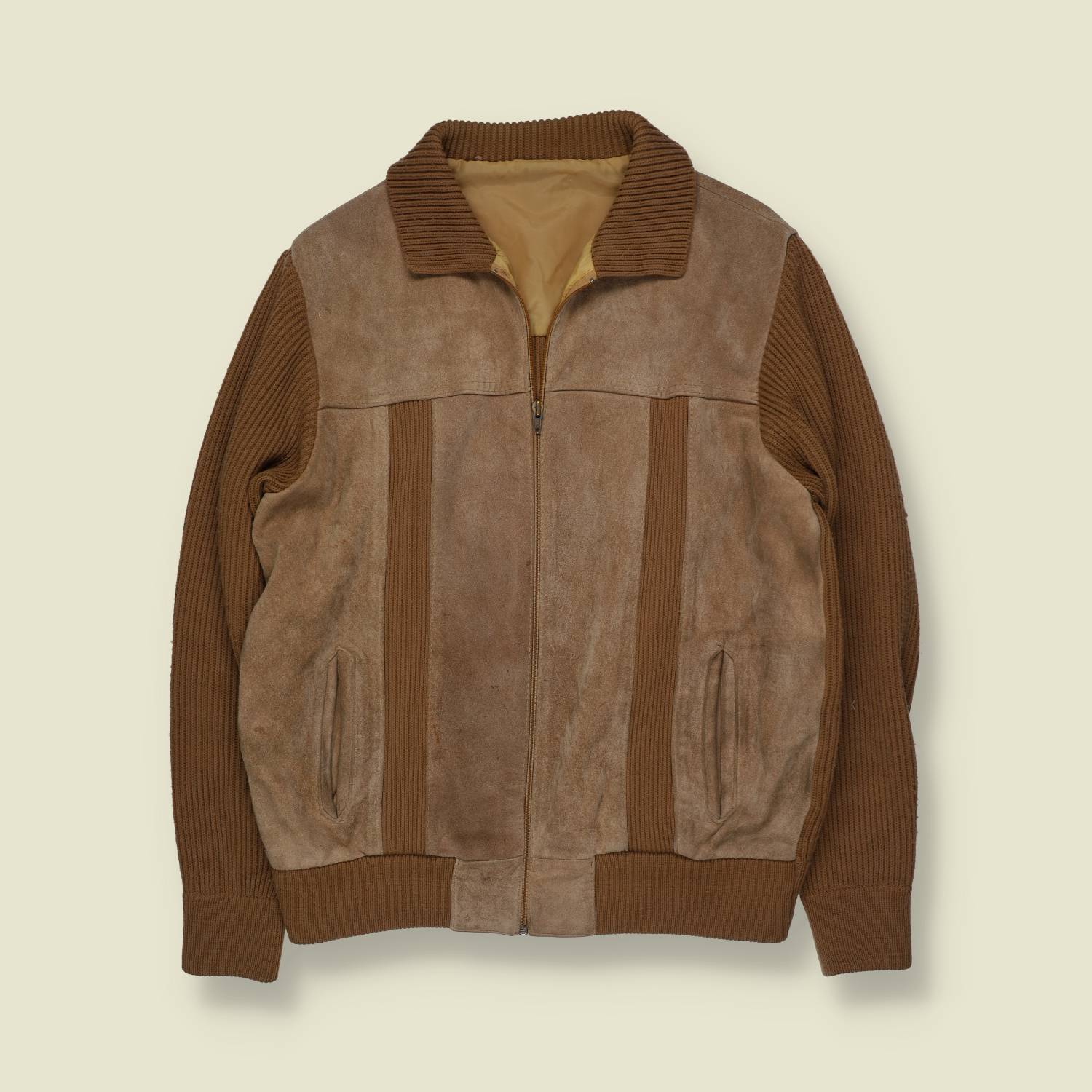 1970s | Suede & Knit Jacket | Tan Brown - M