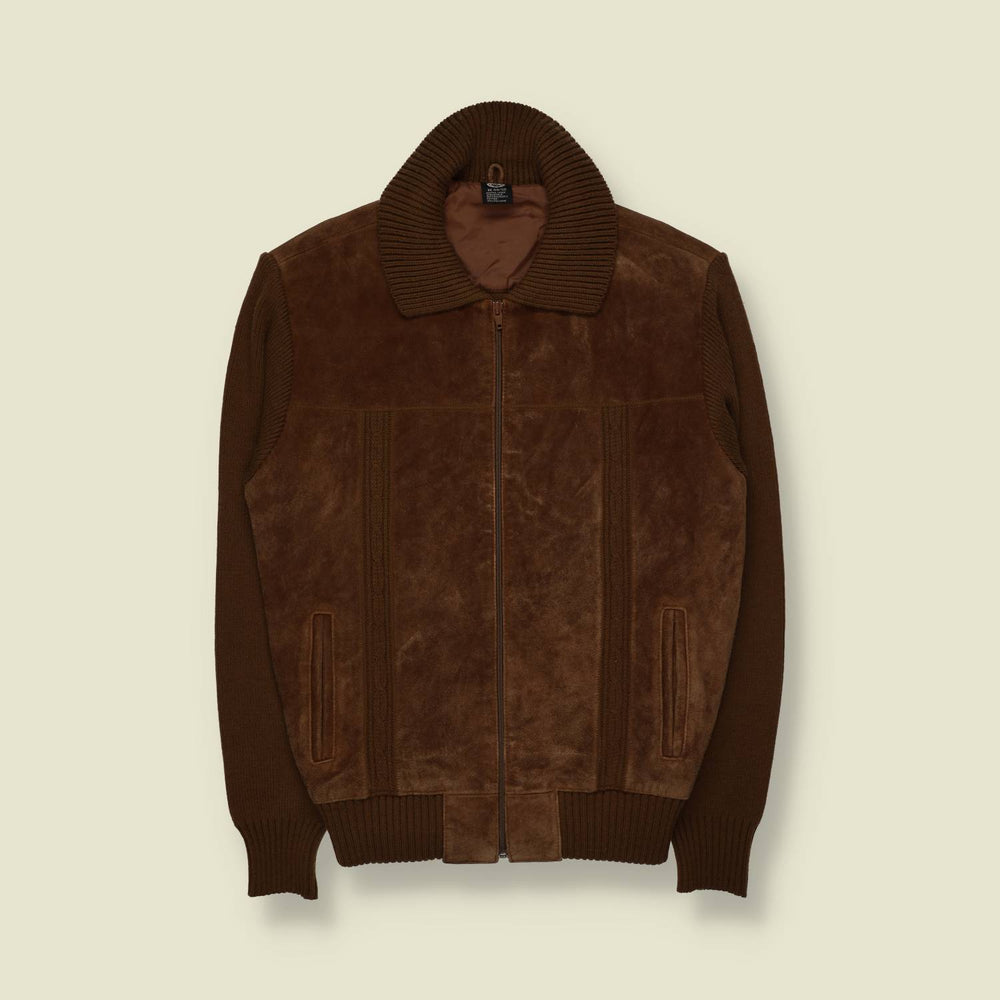 1970s | C&A | Suede & Knit Jacket | Brown - S