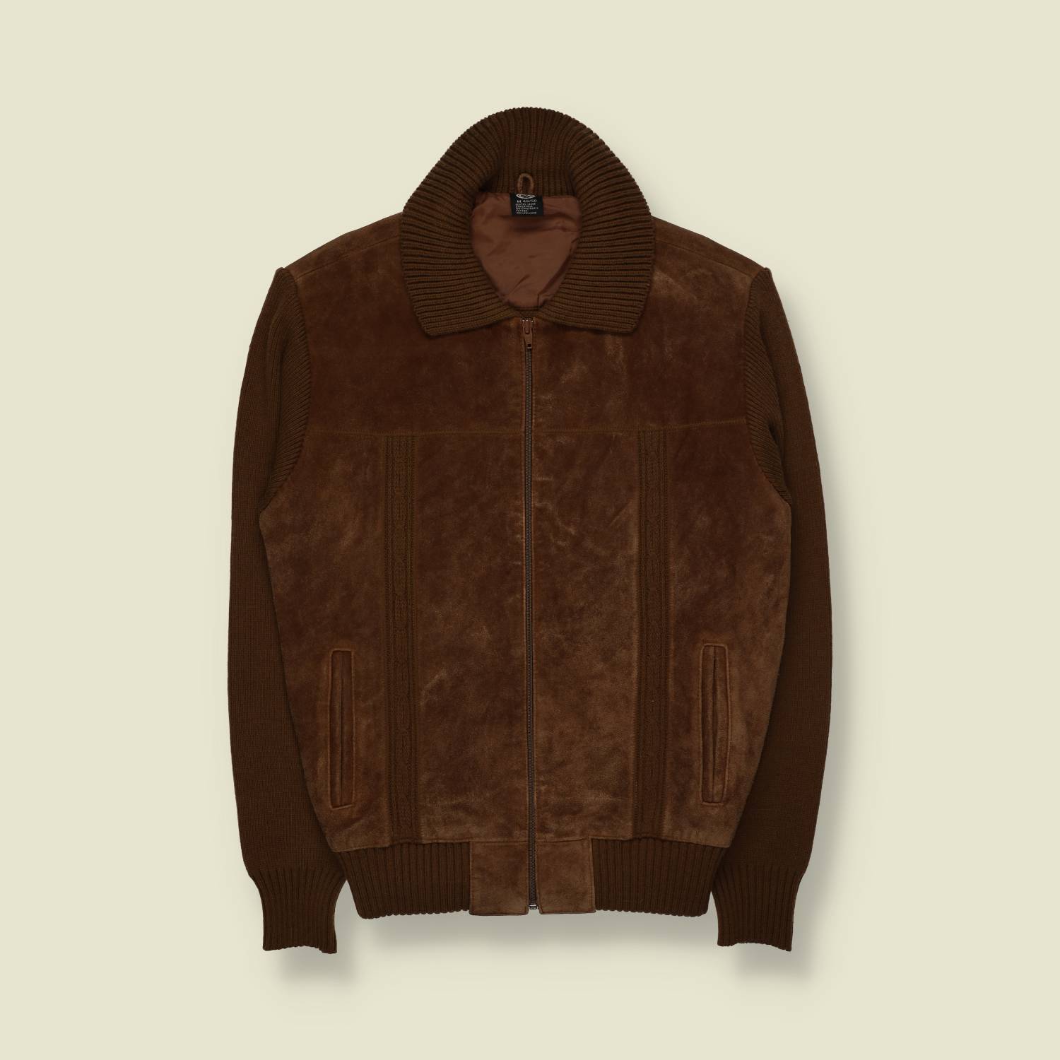 1970s | C&A | Suede & Knit Jacket | Brown - S