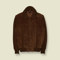 1970s | C&A | Suede & Knit Jacket | Brown - S