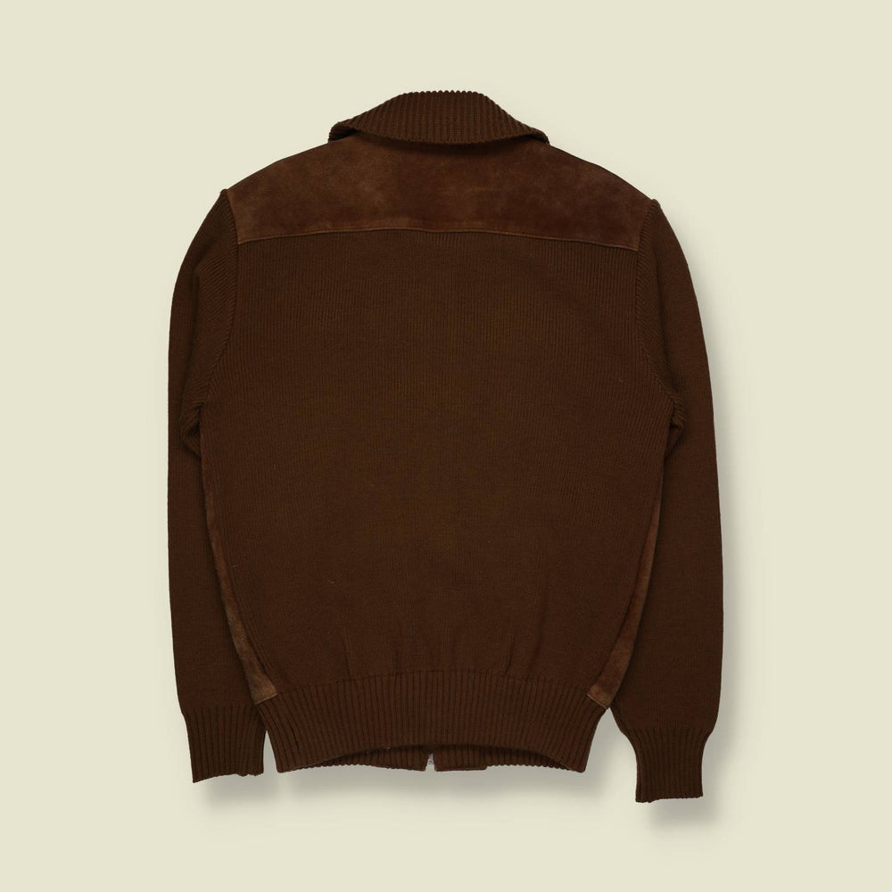 1970s | C&A | Suede & Knit Jacket | Brown - S
