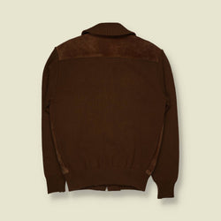 1970s | C&A | Suede & Knit Jacket | Brown - S