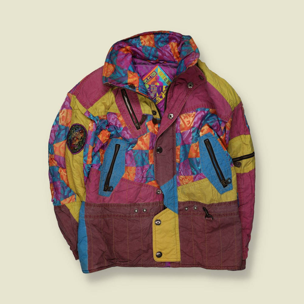 1990s | Asics | Ski Jacket | Multi Colour Abstract Print - XL