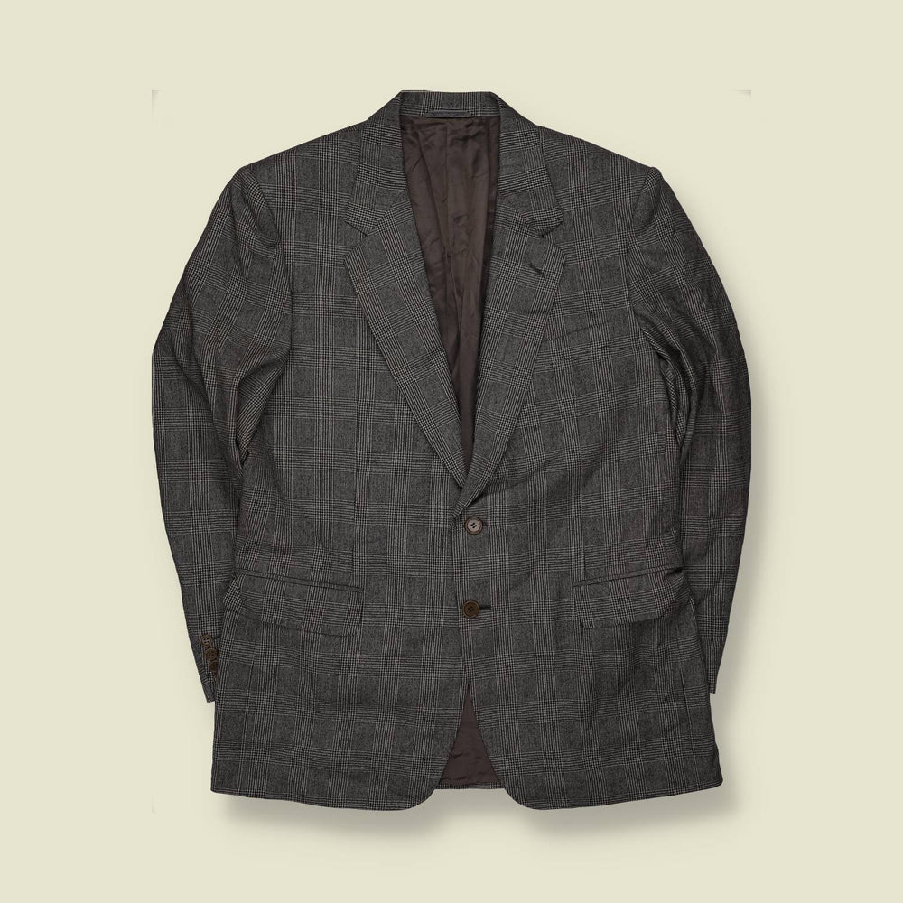 1980s | Canal Milano | Tailored Blazer | Grey Check | Made In Italy - M