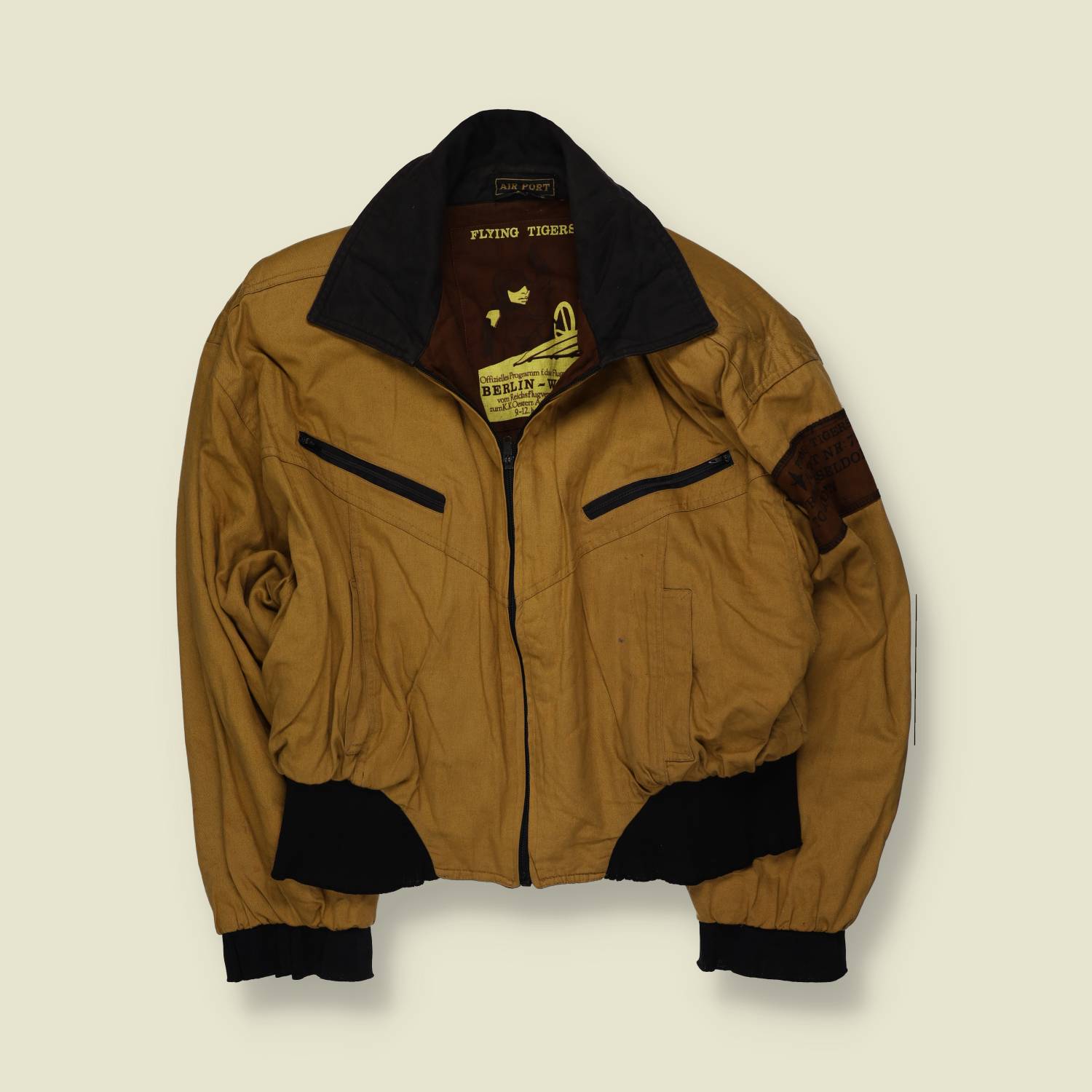 1980s | “Flying Tigers” | Bomber Jacket | Tan - L